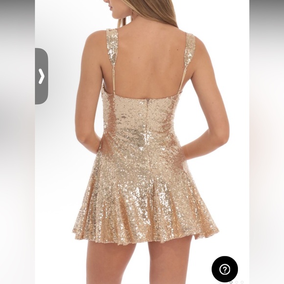 Lucy in the Sky Gold Sequin Skater Mini Dress - Picture 3 of 4